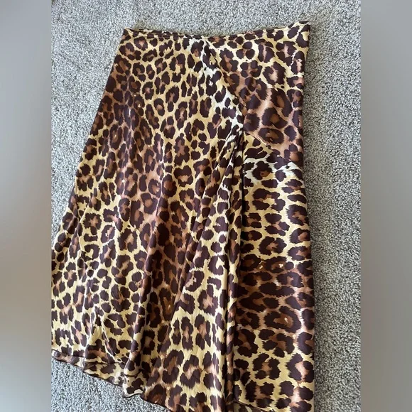 VTG 90s Y2K 100% Silk Moda International Midi animal print skirt street Grunge - Picture 9 of 9